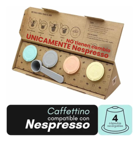 Nuevas! 4 Capsulas Nespresso Recargables Cafe Caffettino