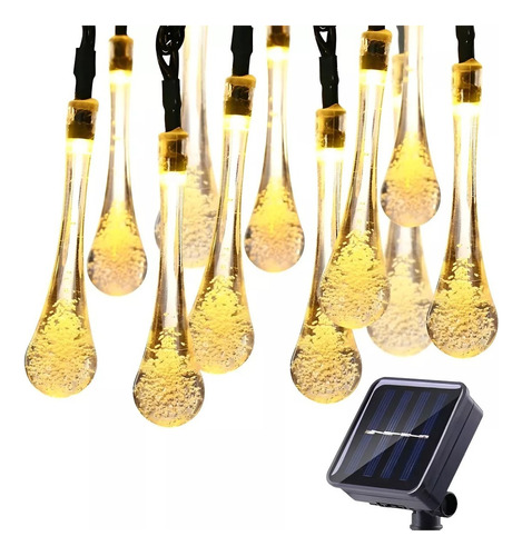 Luces Navidad Solar Guirnalda Led Gotas De Agua 6 Metros