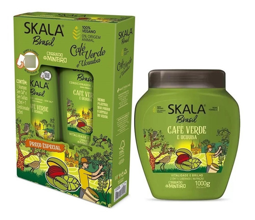 Skala Cafe Verde E Ucuuba Kit Nutritivo Shampoo,cond,máscara