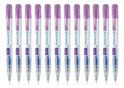 Lapicero Portaminas Pentel Techniclick Pd107 0.7 Mm 12 Pzas Color Violeta