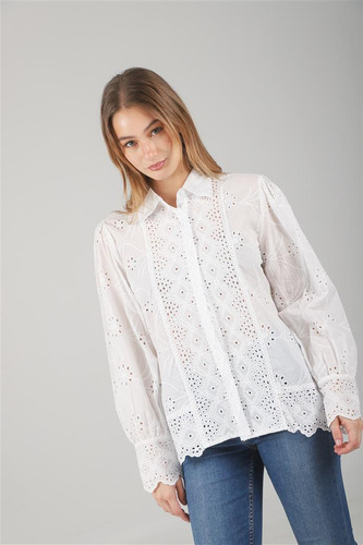 Camisa Premium Lupita Broderie Beige/whiteguk70040 Arizona