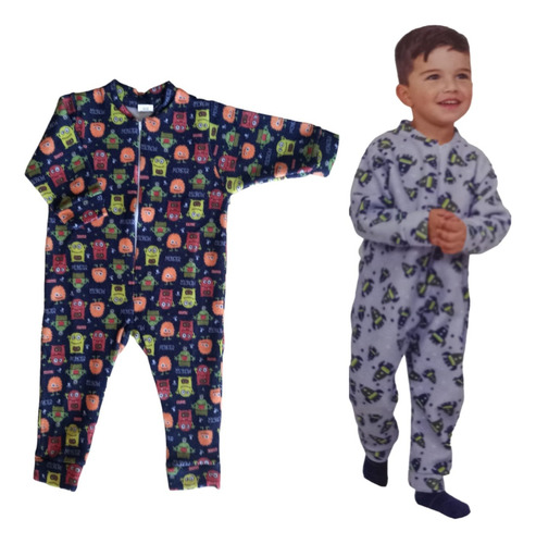 Macacão Com Zíper Unisoft Menino Pijama Infantil 4  6  8  