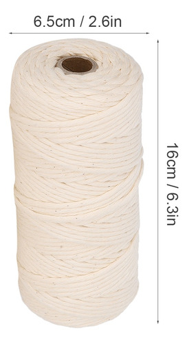 Cuerda de algodón natural de 3 mm x 100 m con cordón de macramé de color gris Jun alrededor de 109 yd 