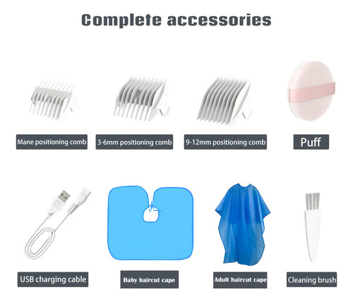 Máquina de cortar cabelo elétrica para homens e crianças, kit de corte. Cor com função de vácuo
