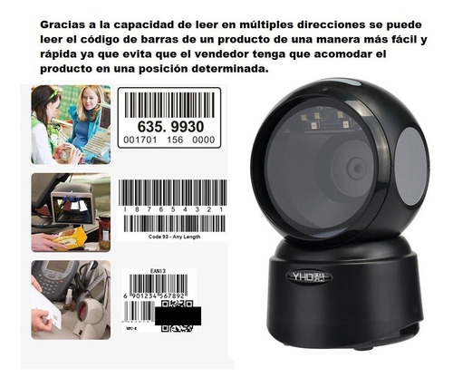 Imagen 4 de 9 de Lector Escáner Código De Barras Omnidireccional Usb Con Base