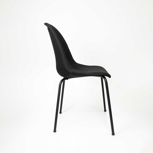 Silla De Comedor Nina Tapizada En Lino Negro