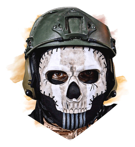 Máscara Ghost Call Of Duty Mw2 Caveira Com Touca Balaclava Cor Cinza
