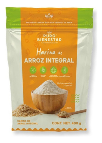 Harina De Arroz Integral Premium Puro Bienestar 3 Pz