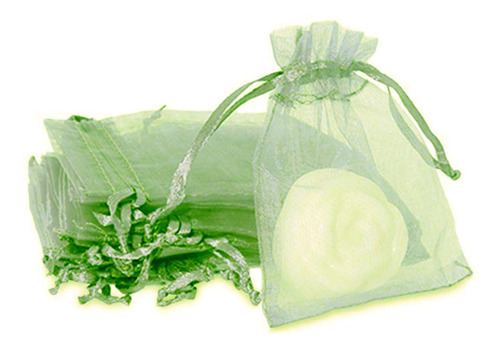 Bolsa De Organza, Mxpnl-004, 4 Pzas, Tela, Verde Claro, Bols Color Verde claro PouchyLemon