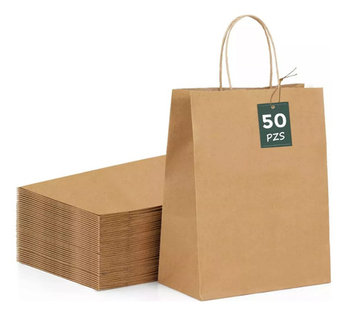 50 Bolsas De Papel Kraft Ecológicas Portátil Decorativas TIANZHI color Marrón