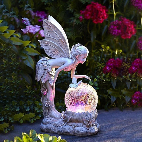 Adornos De Ángel De Hadas Con Soporte De Luz De Colores