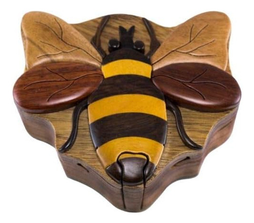 Wood Intarsia Bee - Caja Secreta De Madera Para Rompecabezas