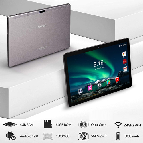 Tablet Toscido T22 10.1 pulgadas de 64GB y 4GB de memoria RAM Gris