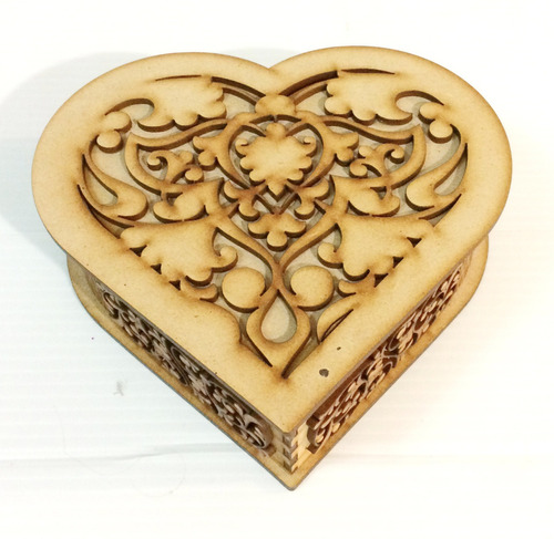 Caja Corazón Alhajero Alajero Recuerdito Mdf Novios Boda