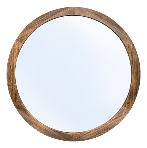 Espejo Redondo 80cm Marco De Madera ¡decoración Elegante! Café