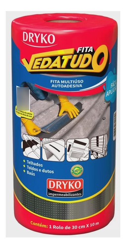 Cinta selladora Dryko, rollo de 30 cm con aluminio de 10 m