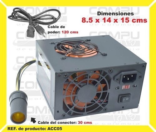 Cargador 110v A Cigarrera 12v 10amp Ref: Acc05 Computoys Sas