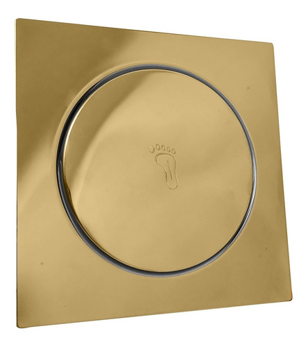 Ralo Click Tampa Dourada De Banheiro 15x15 Cm Aço Inox Luxo