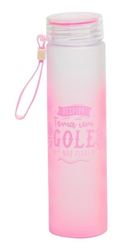 Squeeze Garrafa De Plástico 450ml Com Frases Rosa
