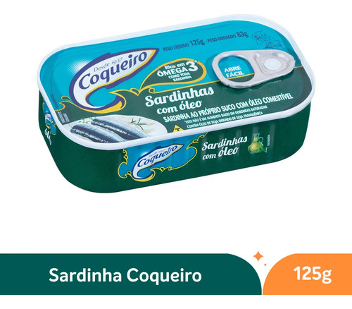 Sardinha Coqueiro 125g Kit Com 10 Latas Óleo Ou Tomate