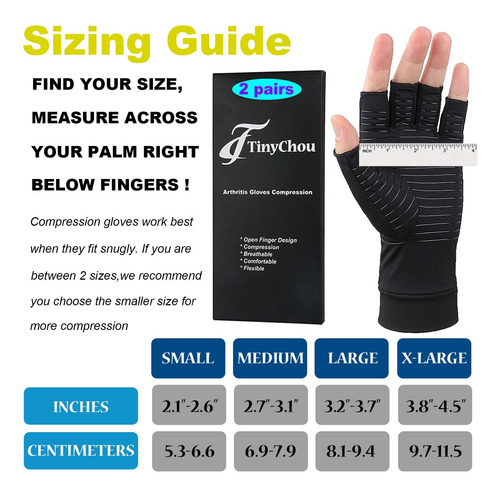 2 Pares De Guantes De Compresión De Cobre Para Artritis, Gua