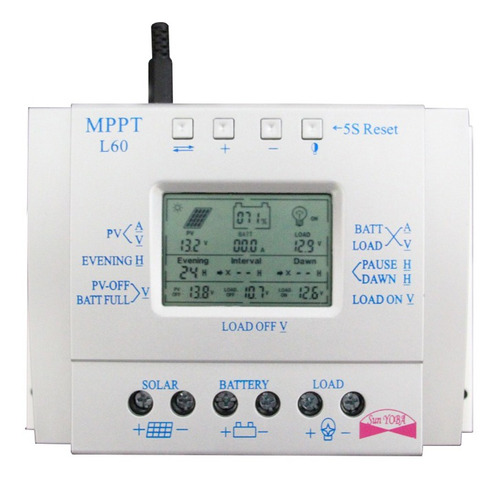 L60 60a 12v / 24v Auto Lcd Mppt Controlador De La Carga De L