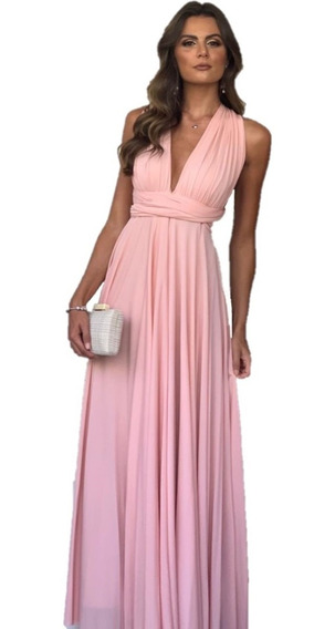 vestido rose longo mercado livre