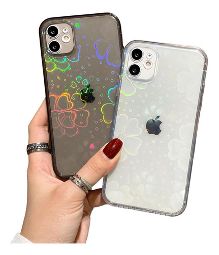 Imagen 5 de 6 de Funda Brillos Corazones Para iPhone + Mica Protectora Case