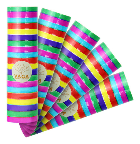 5 Tubos De  Serpentina Decorativa De Papel Colores