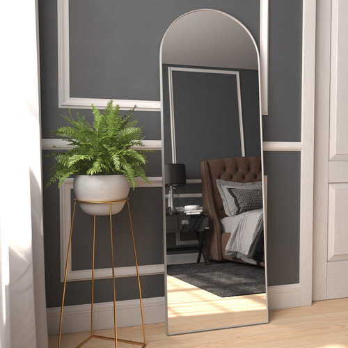 Espelho Oval Com Base Reta Retrô Com Moldura Arco 150 X 50 Moldura Gelo