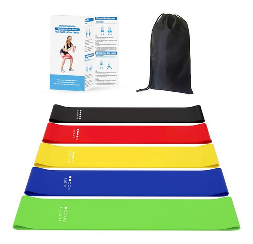 Kit 5 Bandas Elasticas Para Ejercicio Yoga Pilates Gimnasio
