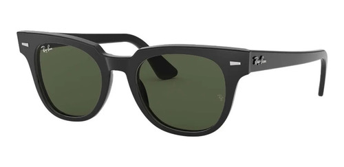 Imagen 2 de 4 de Anteojos de sol Ray-Ban Wayfarer Meteor Standard con marco de acetato color gloss black, lente green de cristal clásica, varilla gloss black de acetato - RB2168