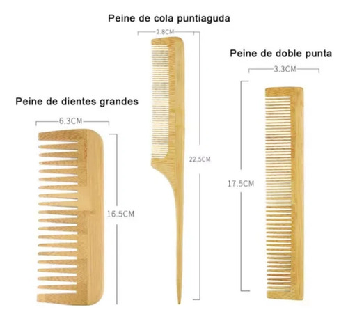 Kit de Cepillo y Peine de Bambú Anti Frizz Heaimo MSZ