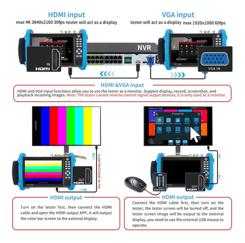 Cctv Tester 4k Probador De Cámaras Ip Con Trazador De Cables