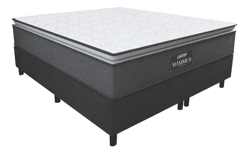 Cama Box Casal Queen Colchão Molas Maximus 158cm Cinza/preto Cor Cinza/branco