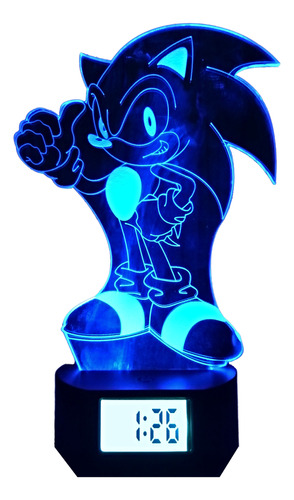  Sonic Lámpara Led Ilusión 3d Reloj Alarma 