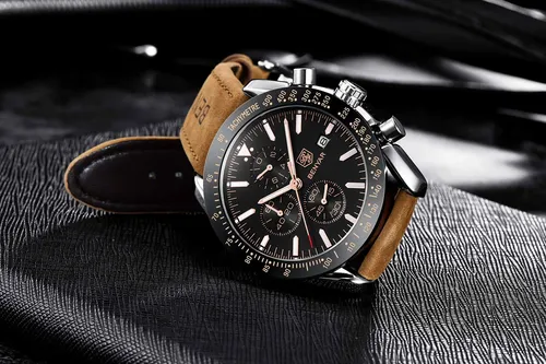 Reloj Hombre Bersigar Bg 8140e Cuarzo Pulso Marron En Cuero