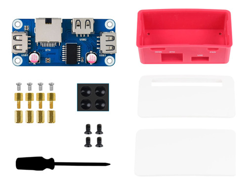 Ethernet/usb Hub Hat Board Con Carcasa Abs Para Raspberry P.