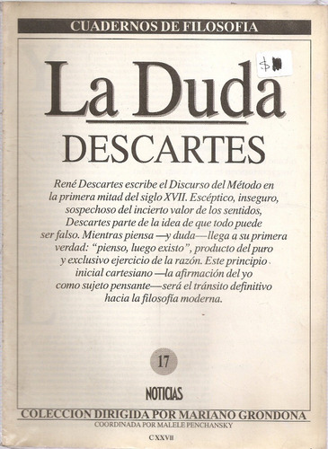 Cuadernos De Filosofia Nº 17 Noticias - La Duda De Descartes
