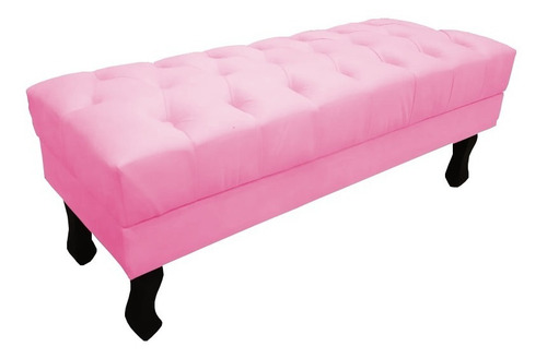 Puff Recamier Baú Luis Xv 1,20m Suede Rosa Bebê