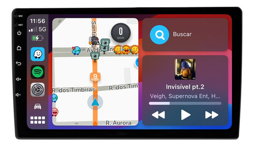 Multimidia Universal Android 13 Carplay 2gb 64gb 10p 2cam