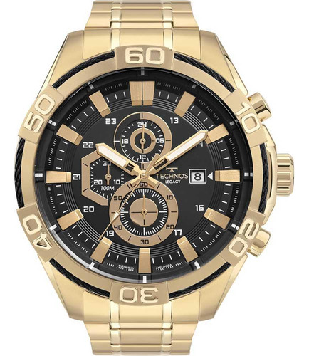 Relógio Masculino Technos Cronógrafo Js15enj/1p - Dourado Fundo Preto