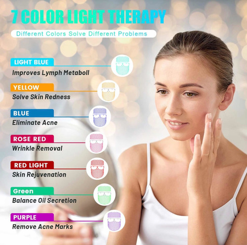 Mascara Led Facial 7 Colores Rostro Y Cuello Recargable Usb