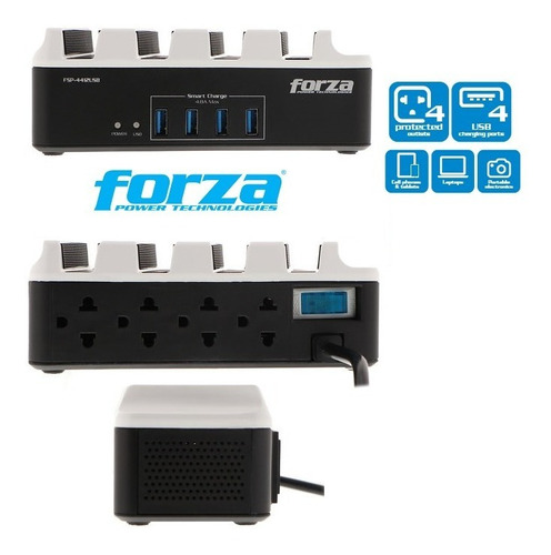 Supresor De Picos Forza Ifsp-4412usb Ac 110/220v 4 Tomas 4 