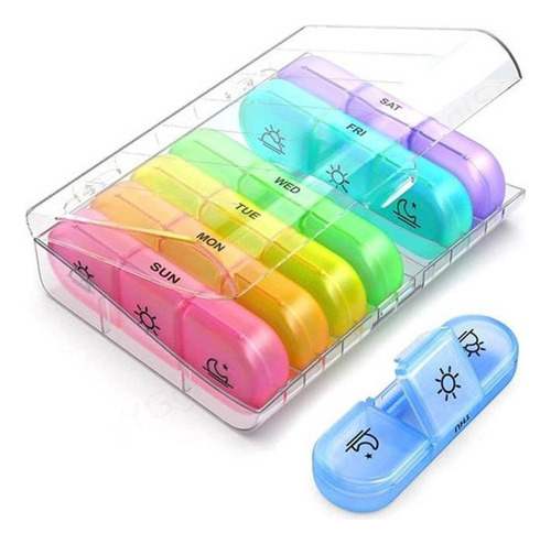 Caja Negra Para Medicamentos Con 21 Compartimentos, Siete