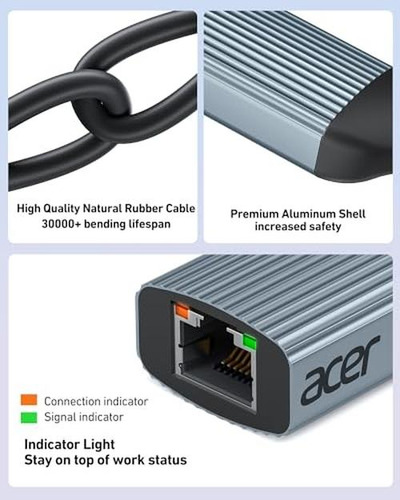 Adaptador Acer Usb C A Ethernet, Convertidor Rj45 A Ethernet