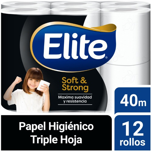 Papel Higiénico Elite Triple Hoja Soft & Strong 12 Un 40 Mt