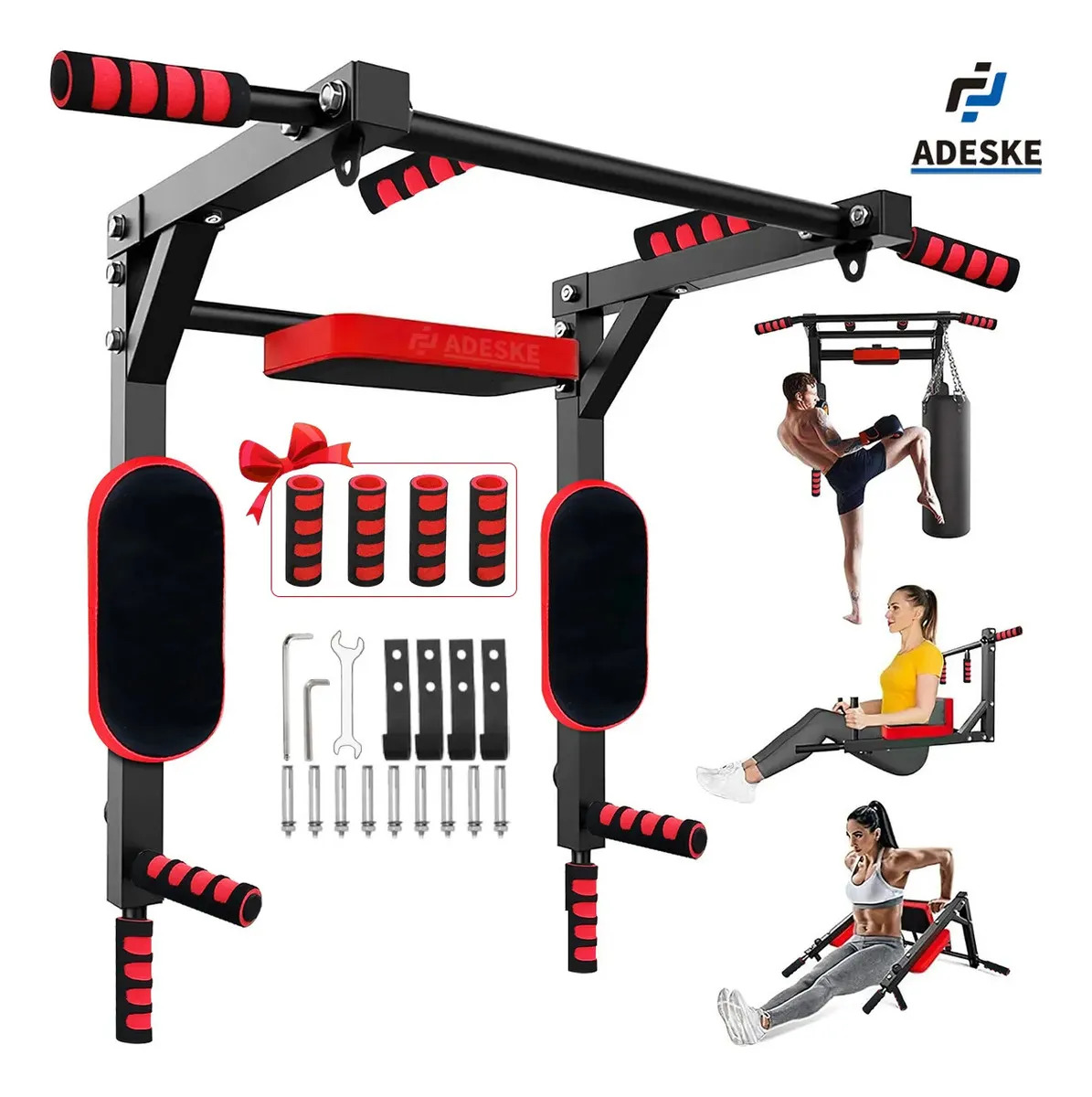 Barra 8en1 Dominadas Multifunciona Ejercicio Gym Calistenia Color Negro