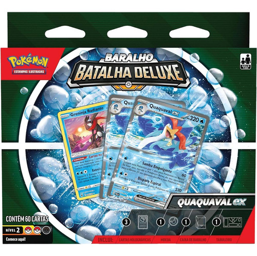 Box Pokemon Baralho Batalha Deluxe Quaquaval Ex 60 Cartas Idioma Português
