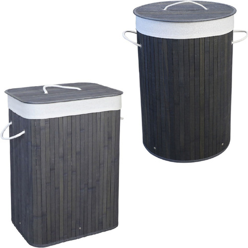 Imagen 1 de 9 de Canasto Cesto Tacho Reciclaje Juguete Ropa Bambu Tapa Grande